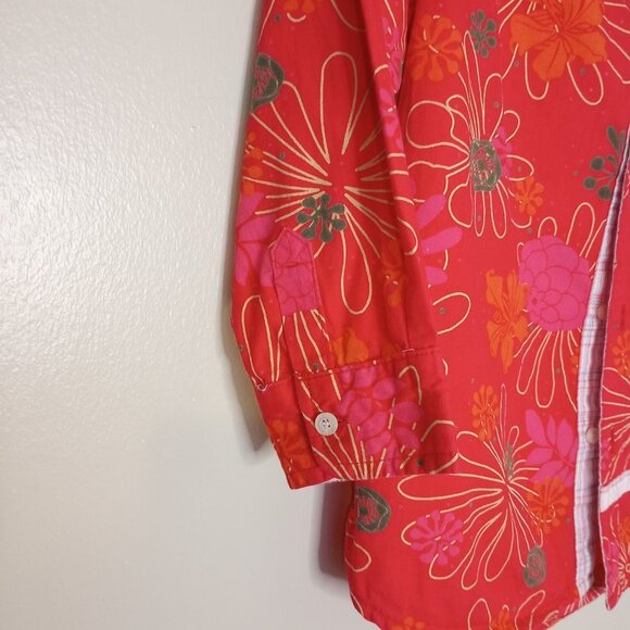 DMO Baby Red Tropical Floral Boys Button Front Shirt - Picture 3 of 9